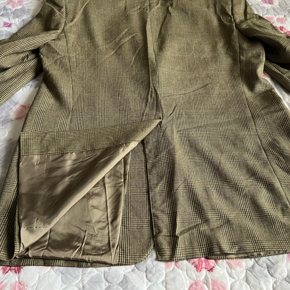 Lauren Ralph Lauren Tan Glen Plaid Blazer Silk Wool 42L - Picture 9 of 14